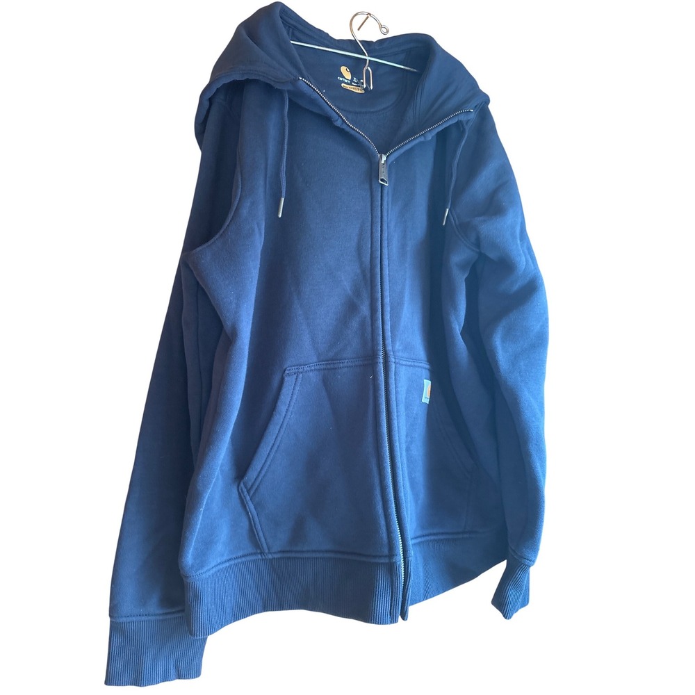 Carhartt Mens Relaxed Fit Full Zip Hoodie Navy Blue Fleece Sweatshirt XL 16-18‎